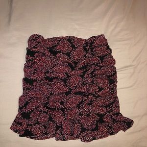 Black skirt with flowerful pink